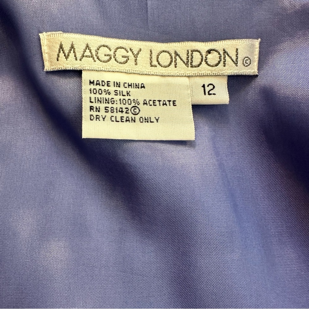 Maggy London 100% Silk 2-Piece Sz 12 Skirt Suit Periwinkle Lined MOB Formal - Picture 5 of 16